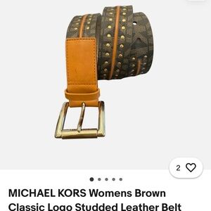 Womans Brown Leather Belt with Gold Buckle small belt